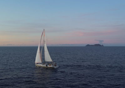 SY NORA Simrad next to a vulcano in Southern Japan